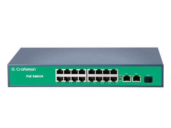 G.Craftsman Switch POE 16 x 10/100 Mbit + 2 x 100/1000 Mbit + SFP 1000 Mbit