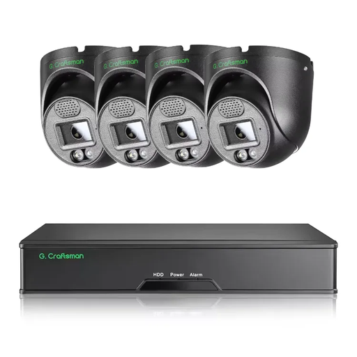 [195663224] Zestaw 4 kamer G.Craftsman Kopułka 8MP 30 kl/s Czarne